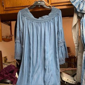 Off the shoulder denim dress